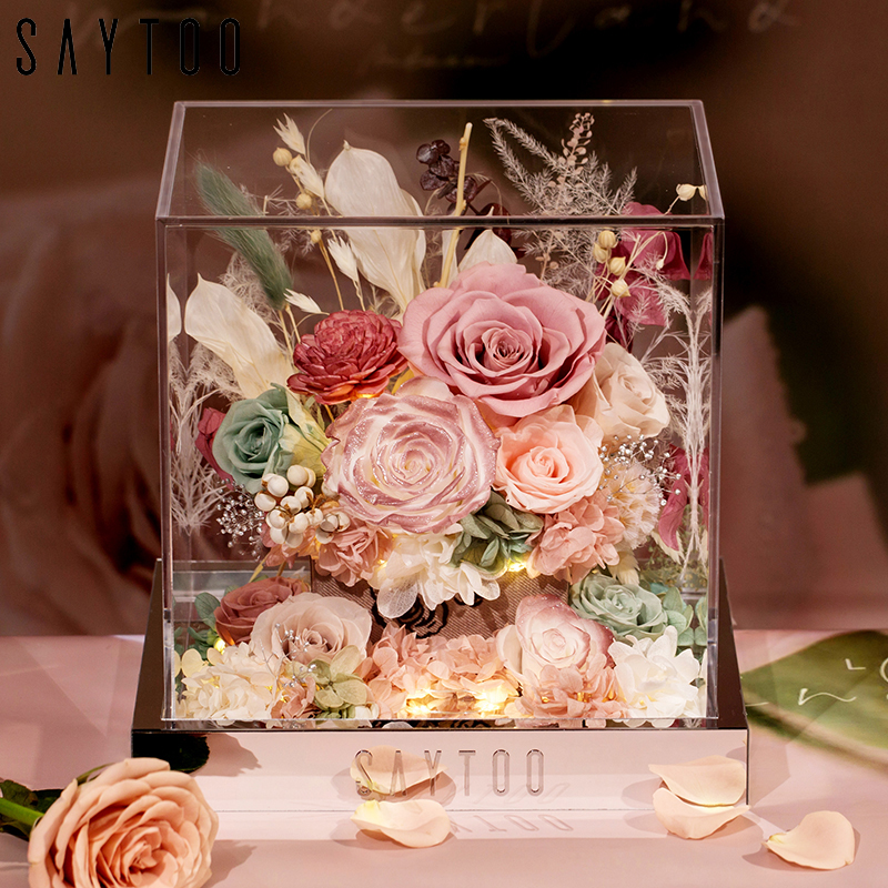 saytoo永生花玫瑰的故事高级干花束结婚情人节生日礼物送女友老婆