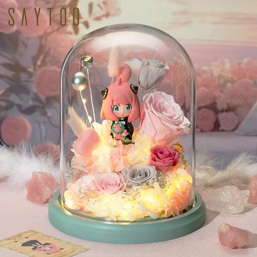 saytoo永生花泡泡玛特潮玩摆件