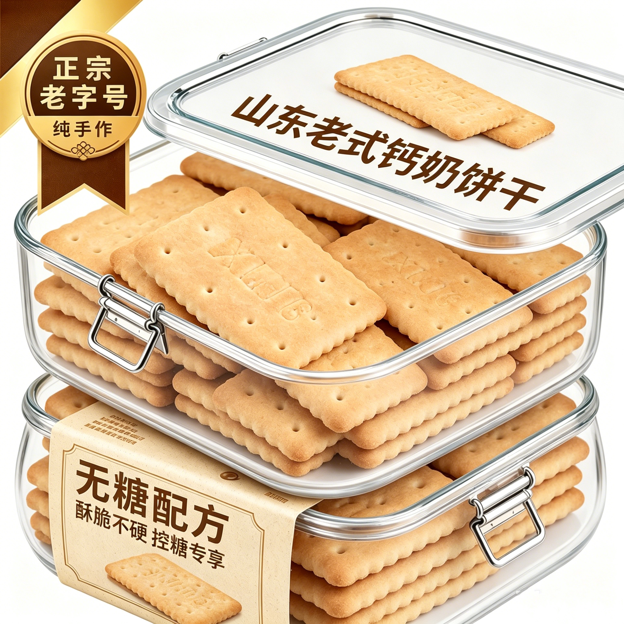 青岛无糖钙奶饼干官方旗舰店整箱山东老式青食饼干小包装儿童老人图片
