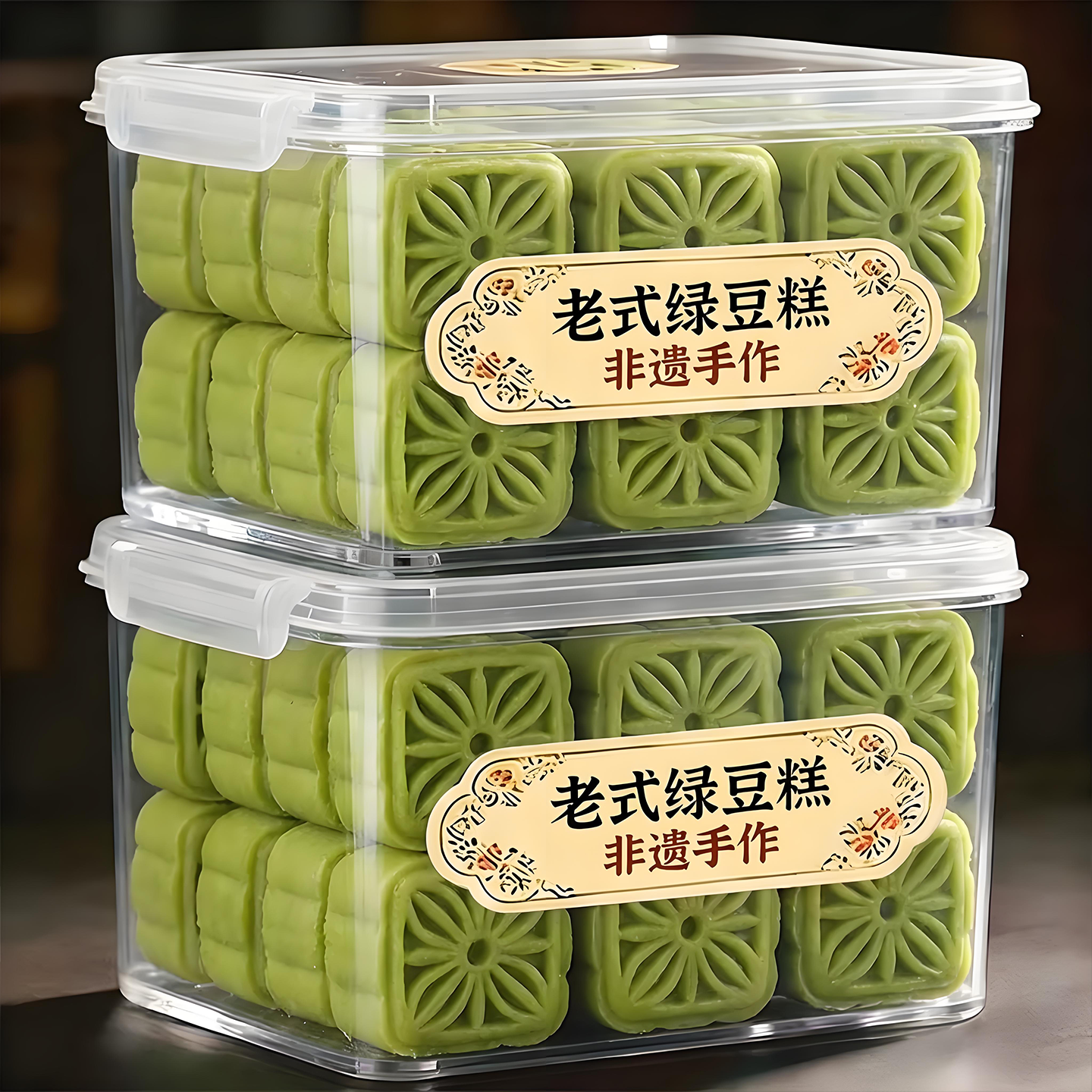 正宗传统绿豆糕老式独立小包装上海老字号官方旗舰店无糖无添加
