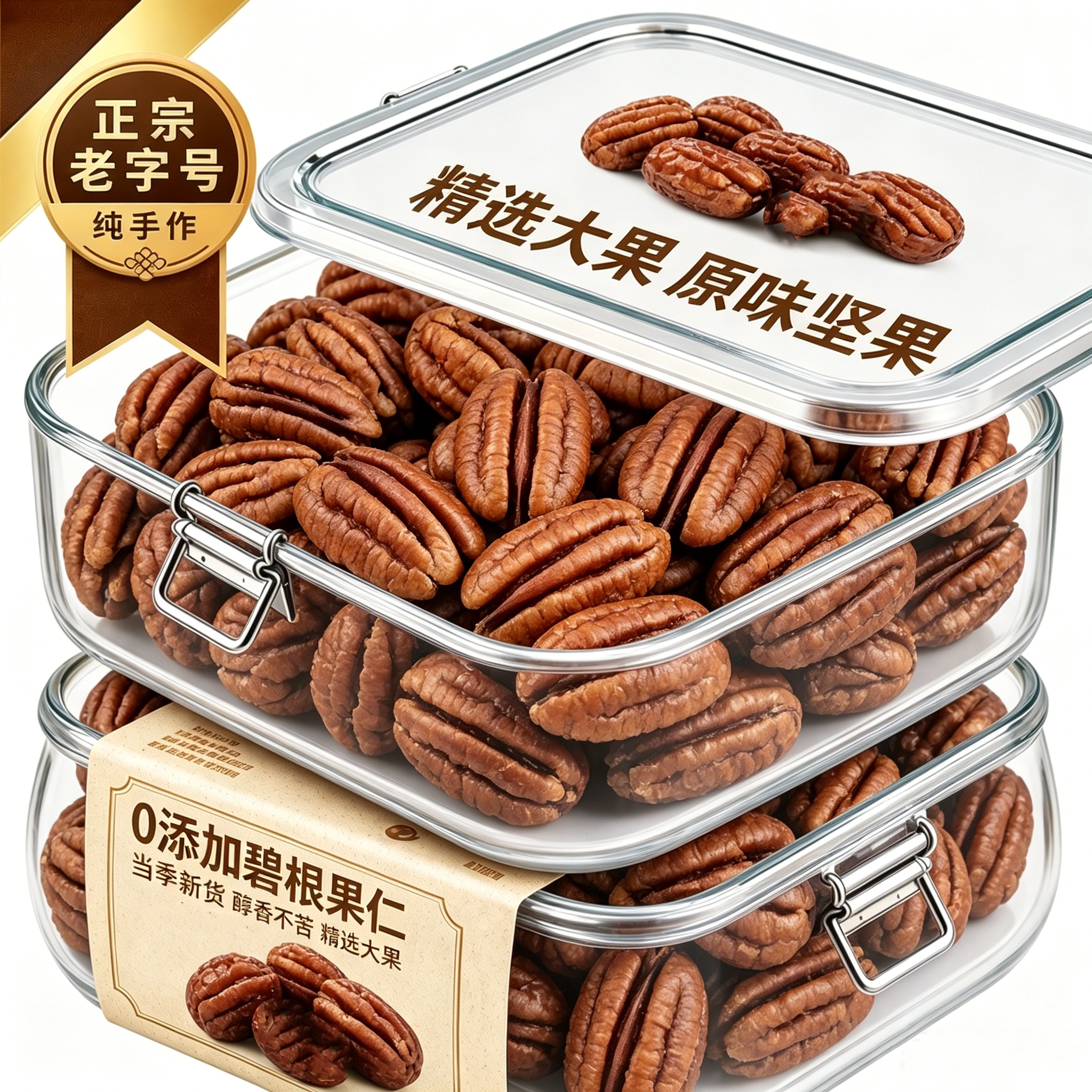 原味碧根果仁官方旗舰店无添加小包装新货长寿果仁碎坚果孕妇零食图片