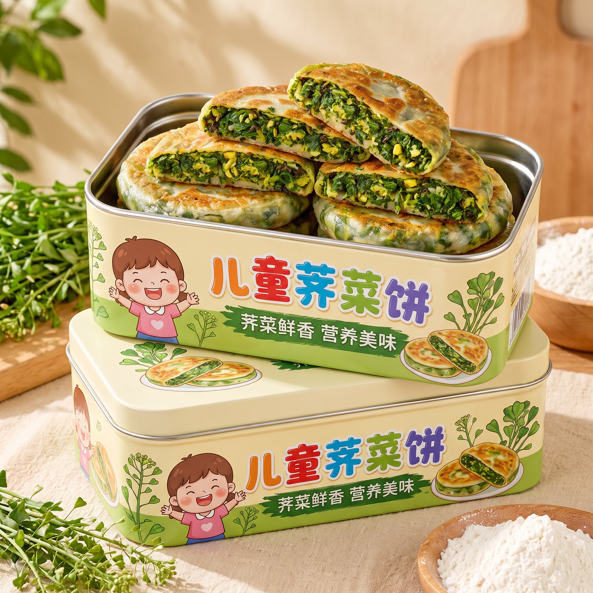 农科院荠菜菜饼鸡蛋馅饼儿童健康早餐食品半成品加热即食新鲜速冻图片