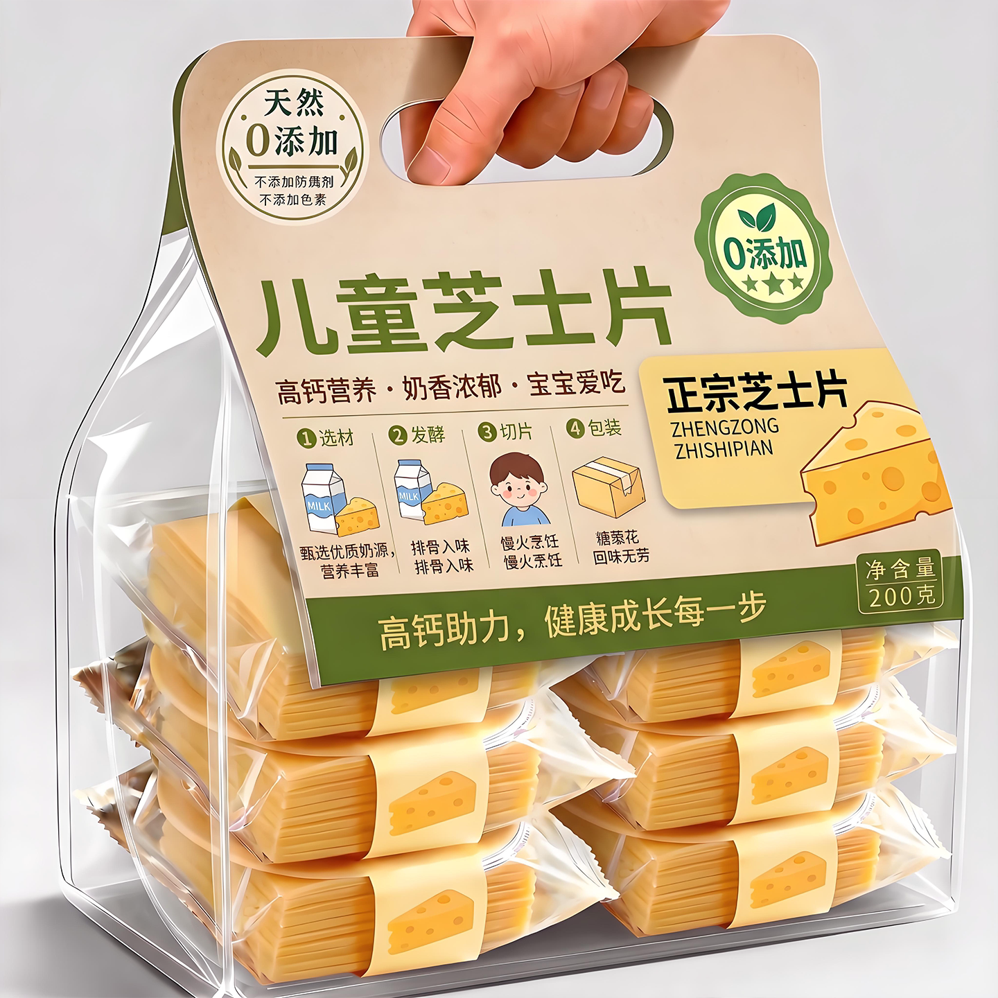 儿童芝士片火鸡面专用家用独立包装奶酪低脂商用批发低脂无添加图片