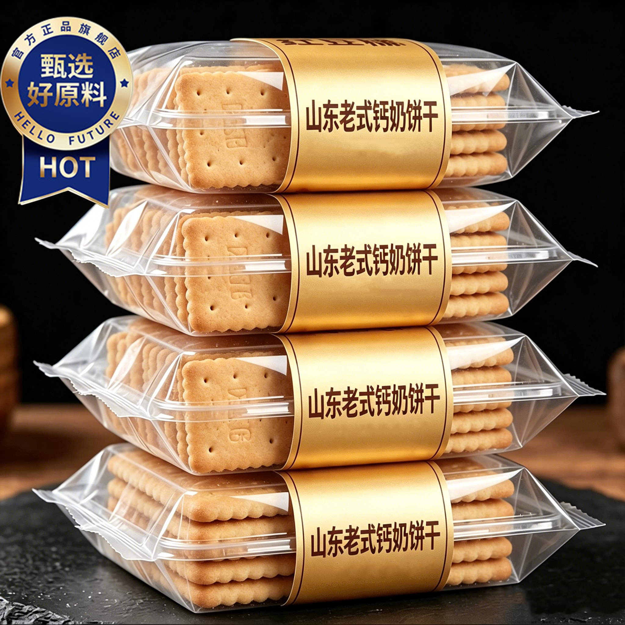 青岛无糖钙奶饼干官方旗舰店整箱山东老式青食饼干小包装儿童老人图片