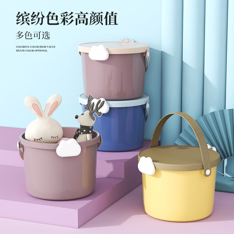 儿童玩具收纳桶手提桶积木包装桶塑料桶食品PP圆型礼品包装储物