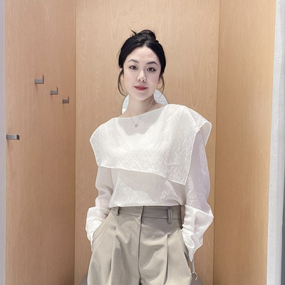 春新款不规则长袖衬衫