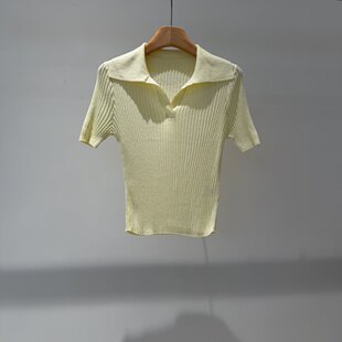 arioseo品艾诺丝官方旗舰店2026春夏新款 短袖 针织衫 3139 翻领修身