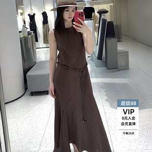 ariose0品艾诺丝官方旗舰店正品2026夏亚麻无袖连衣裙BR902177