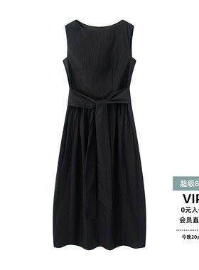 显瘦裙子无袖绑带连衣裙女