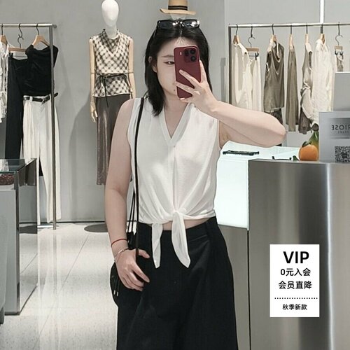 无袖V领背心针织衫上衣女