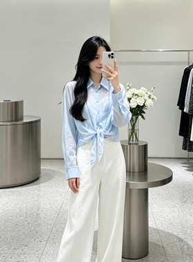 ariose0品艾诺丝官方正品旗舰店2026夏翻领系带长袖衬衫BR102119