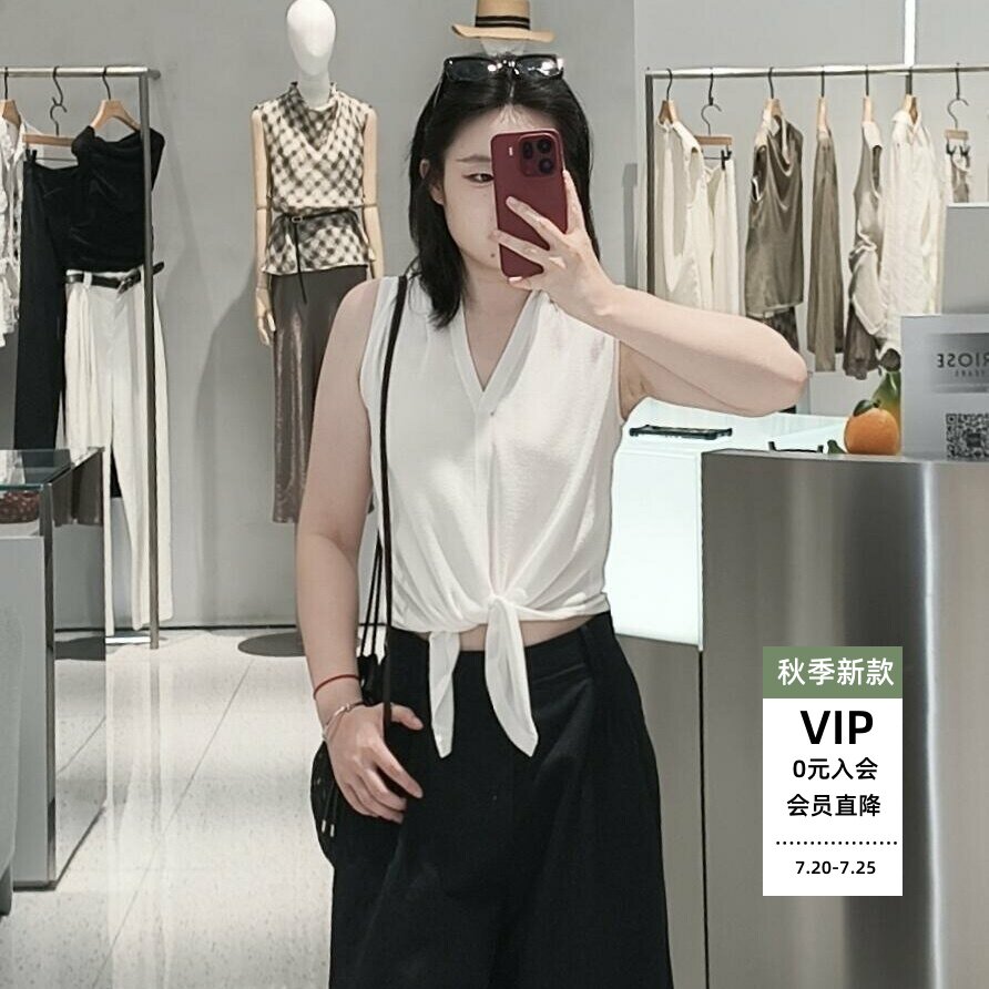 无袖V领背心针织衫上衣女