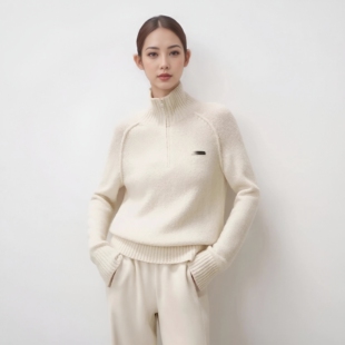 arioseo品艾诺丝官方旗舰店2025冬立领半拉链套头针织衫AR804153