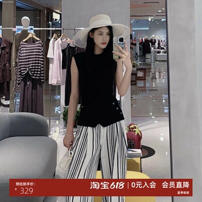 夏新款不规则下摆无袖针织衫女