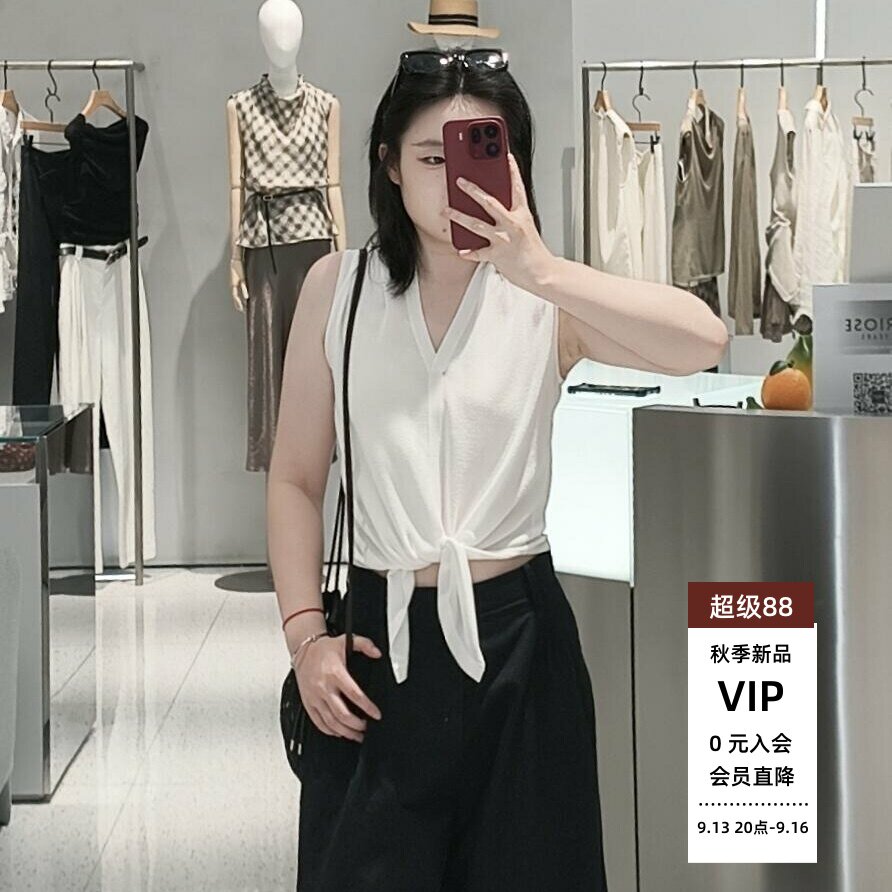 无袖V领背心针织衫上衣女