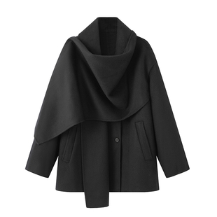 arioseo品艾诺丝官方旗舰店2025冬新款腰带围巾毛呢外套AR233001