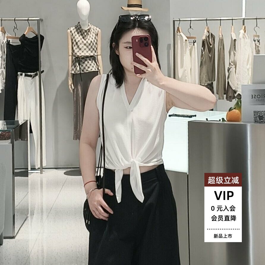 无袖V领背心针织衫上衣女
