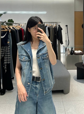 arioseo品艾诺丝官方旗舰店2026年春款复古立领牛仔马甲BR151110