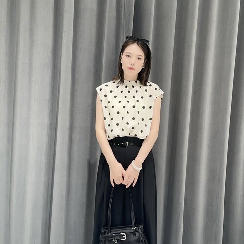 夏新款波点无袖衬衫女上衣