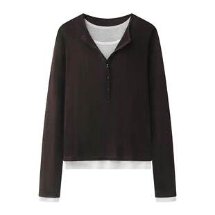 arioseo品艾诺丝官方旗舰店2026春款时尚假两件针织衫女BR601155