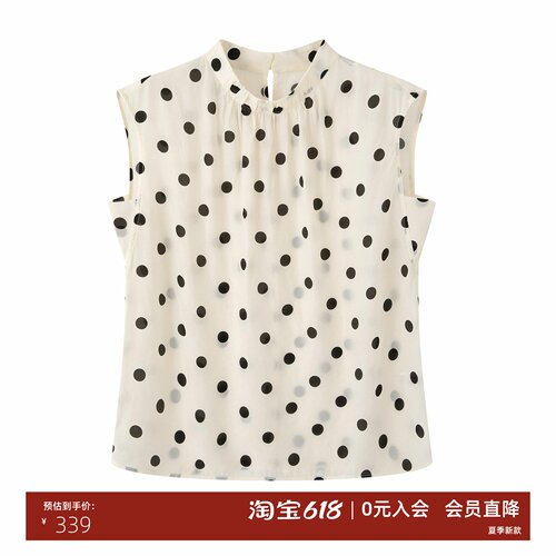 夏新款波点无袖衬衫女上衣
