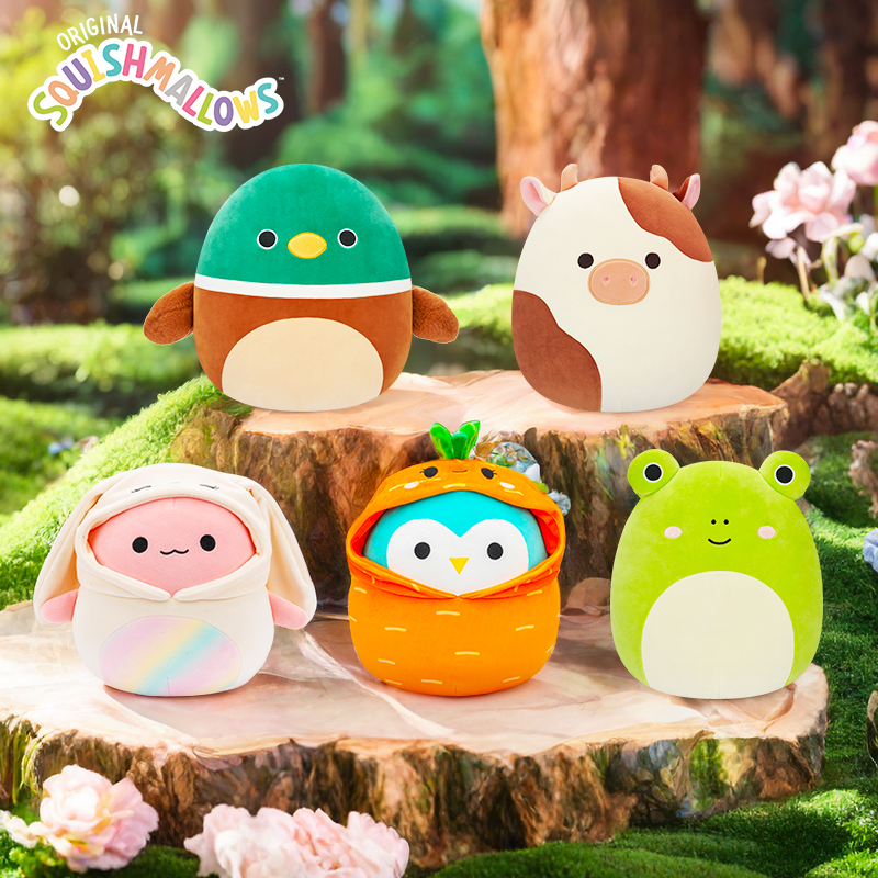 美国Squishmallows毛绒公仔蝾螈青蛙奶牛娃娃睡觉抱枕圣诞节礼物