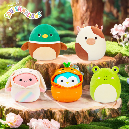 美国Squishmallows毛绒公仔蝾螈青蛙奶牛娃娃睡觉抱枕圣诞节礼物