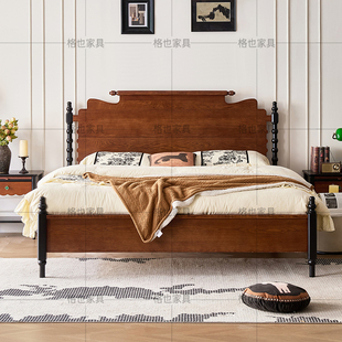 复古美式实木床1.5米1.8m法式轻奢双人床主卧室蝴蝶婚床储物家具
