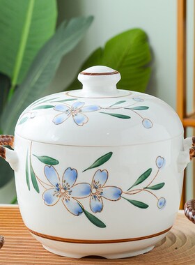 炖盅陶瓷炖罐汤盅燕窝内胆隔水带盖子双耳家用宝宝蒸蛋炊具甜品餐