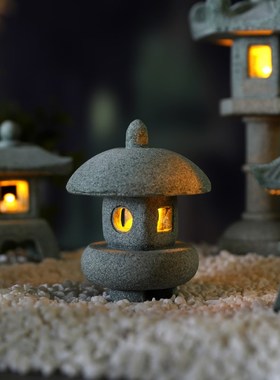 石灯笼日式庭院装饰摆件户外花园布置景观小夜灯鱼缸盆景造景摆设
