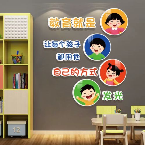 幼儿园环创材料教室布置班级文化墙贴纸楼梯走廊墙面装饰挂画立体