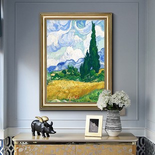 餐厅文艺装 若素梵高向日葵 花朵玄关入户挂画 油画向阳 饰画 竖版