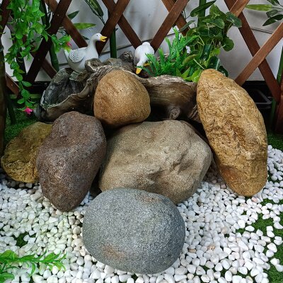 树脂材质仿真小石头造景鹅卵石摆件室内舞台布置道具橱窗小景装饰