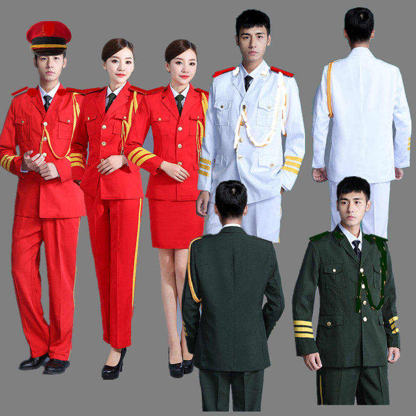 手鼓乐队军装礼服军鼓合唱团打鼓演出服男女民间红白喜事外套成人