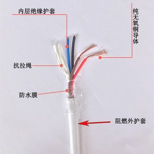 国标纯铜芯电源线防水护套电缆RVV2X1.B5/3芯/5/7*0.5/0.75/4平方