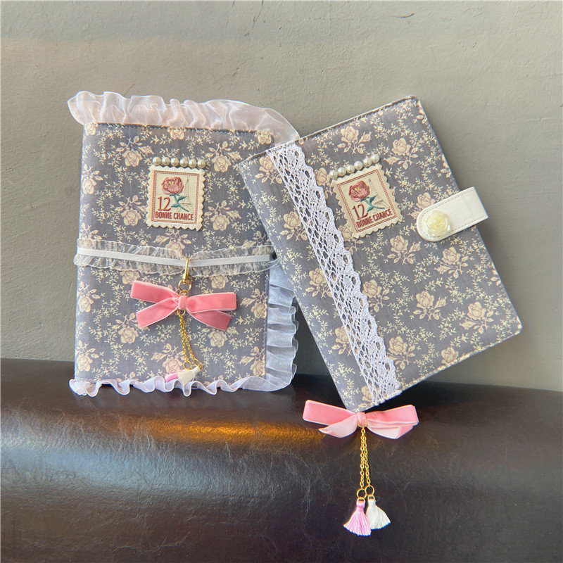 复古风毛绒熊少女心蕾丝边手帐本文具套装女生笔记本日记活页手账