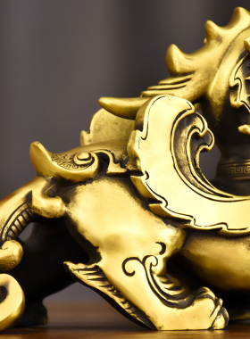 遇铜成器 纯黄铜貔貅摆件家居装饰品客厅办公室招开业礼品摆件