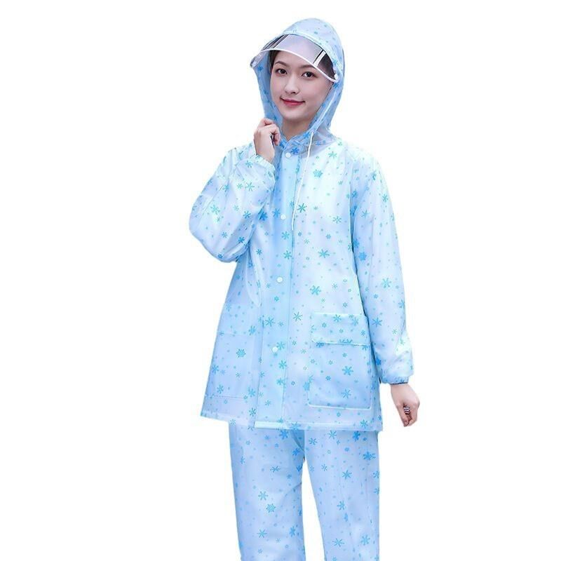 水晶雨衣套服雨裤套装分体加厚成人女款全身防暴雨防水电动车厚款