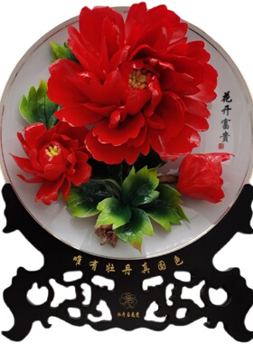 洛阳牡丹瓷摆件乔迁客厅电视柜家居装饰品玄关送老师高档陶瓷礼品