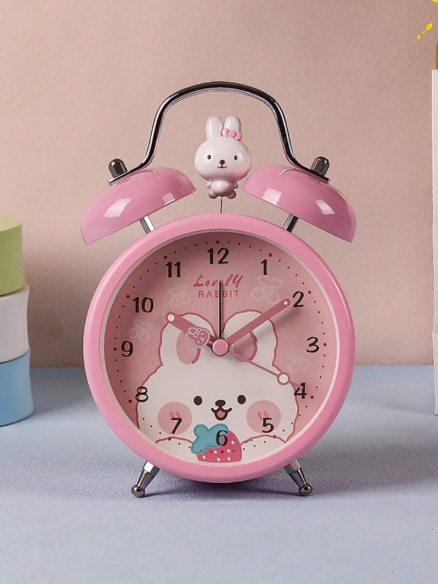 钟意轩可爱卡通闹钟儿童女孩学生用起床神器大音量带夜灯静音闹表