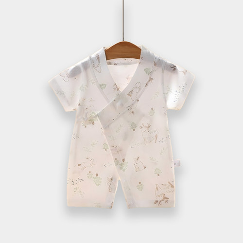【撤柜专区】品牌专柜撤柜婴幼儿夏季短袖连体衣超薄纱布纯棉爬服