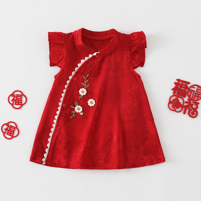 夏季女宝宝连衣裙薄款中式国风旗袍裙子女童一岁婴儿公主裙周岁礼