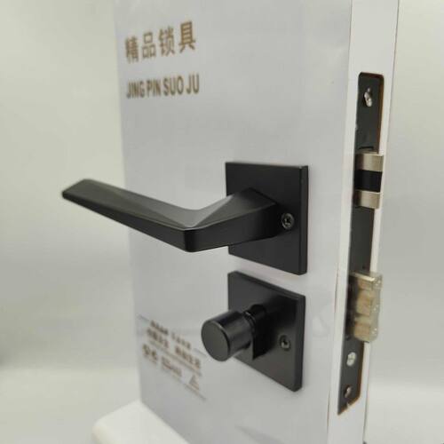 全黑极简分体锁卧室静音门把手室内木门锁具家用房门大58执手锁