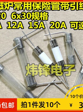 【拍1件发10个】电磁炉陶瓷玻璃保险管5x20 6x30mm F10A12A15A20A