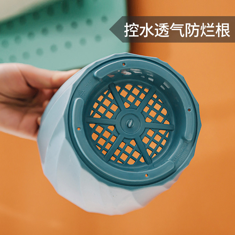 花盆塑料家用陶瓷树脂小长寿花专用带托盘一体盆栽2026新款高级感图片