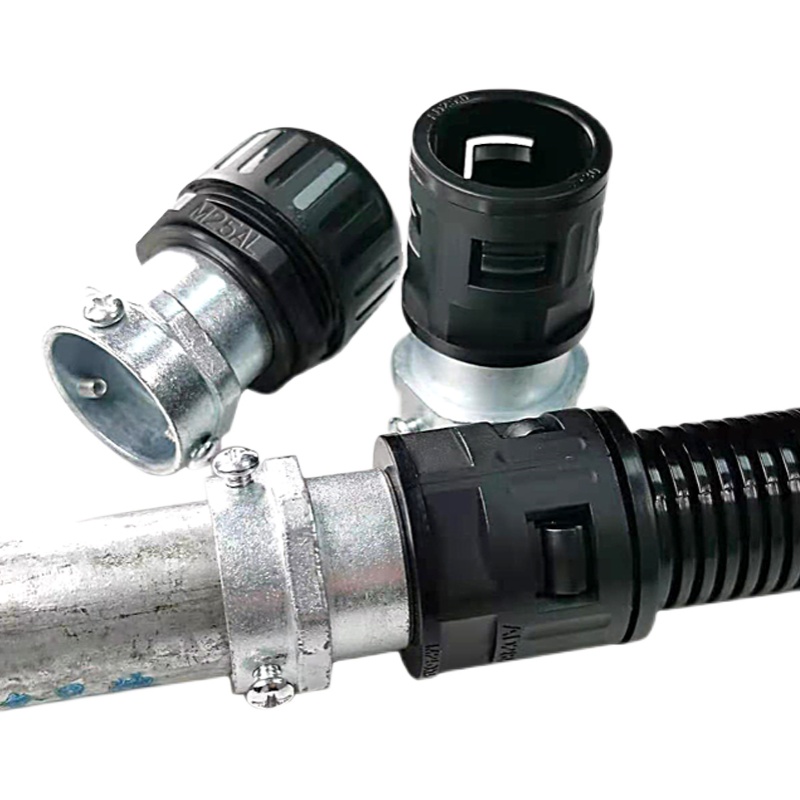 PA尼龙塑料波纹管接头钢管接软管硬管对接波纹管三柱式防水管接头