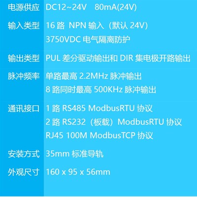 ModbusTCP8轴12轴伺服步进电机脉冲控制器 S型加减速输出频率2MHz