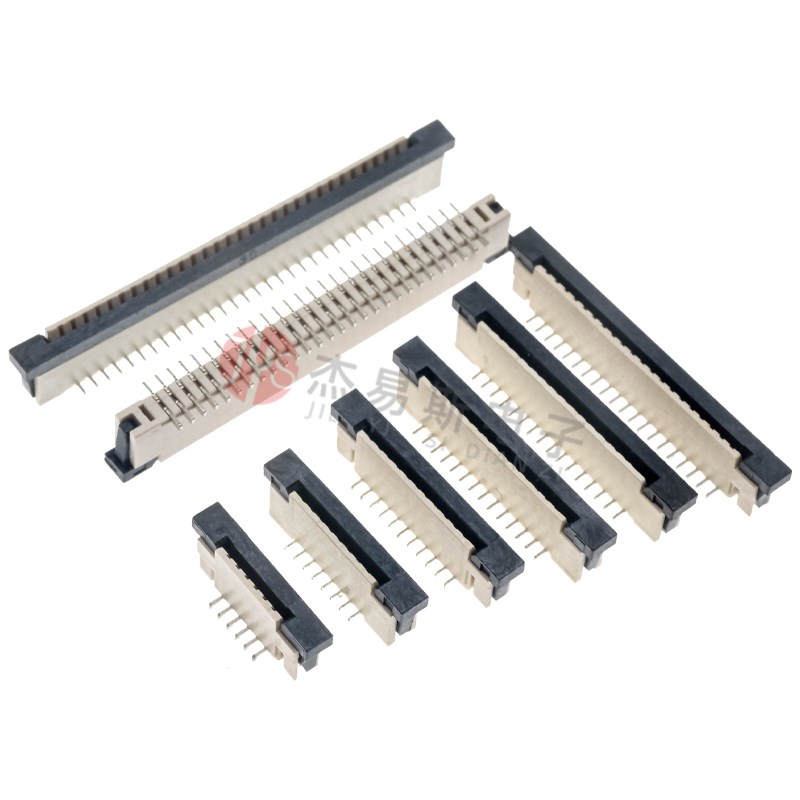 FPC连接器1.0mm间距 4/6/8/10/12/14/16/20/24/30P立贴带锁一字脚