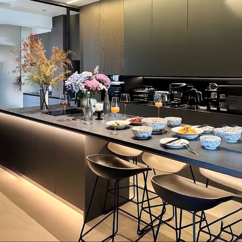 A8L齐平岛台餐桌一体齐平款岩板岛台餐桌一体家用开放式厨房中岛