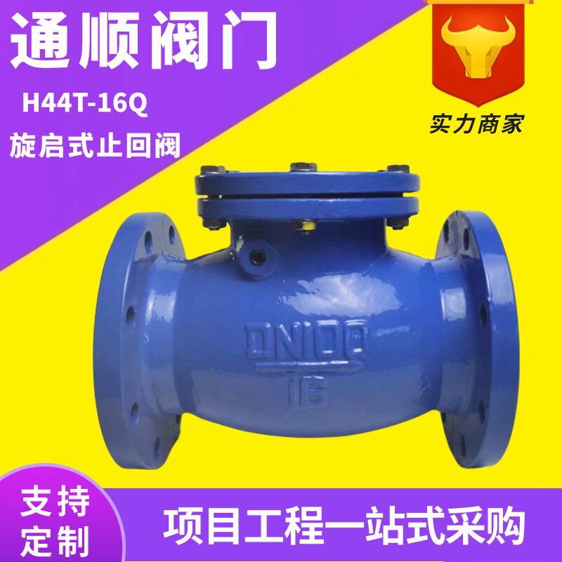 球墨铸铁铜芯单向逆止回阀 高常温水H44T法兰旋启式止回阀dn100